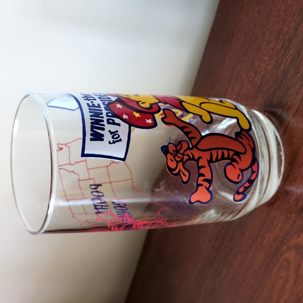 Vintage Winnie the Pooh for President glass Tigger Piglet Disney Sears - Picture 3 of 10